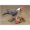 Image 1 : Hand-carved and Hand-painted PILEATED WOODPECKER on a Burlwood Base