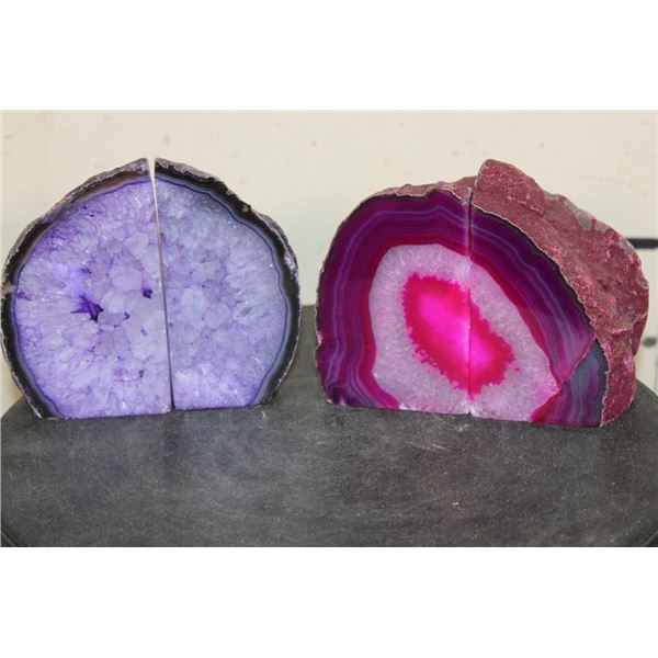 (2) Sets of Dyed Brazilian Agate BOOKENDS (ONE$)