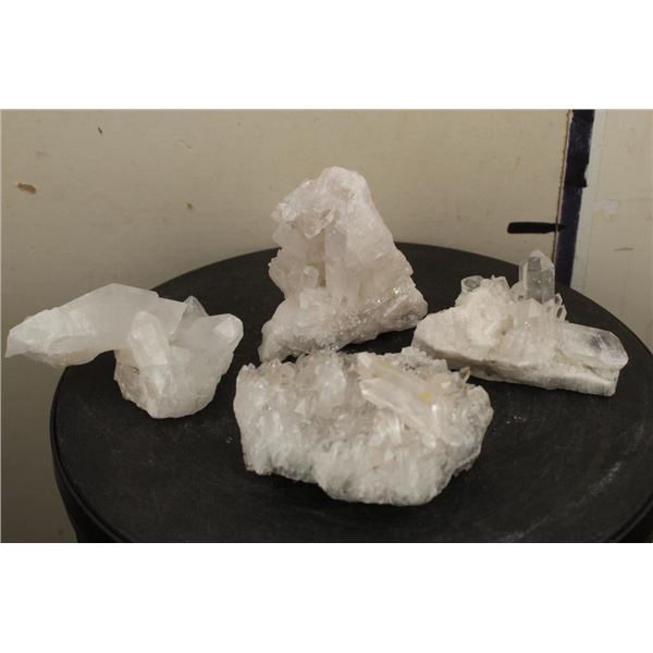 (4) Power Stone CRYSTAL QUARTZ Specimens, Weight: 3 lbs 4 oz (ONE$)
