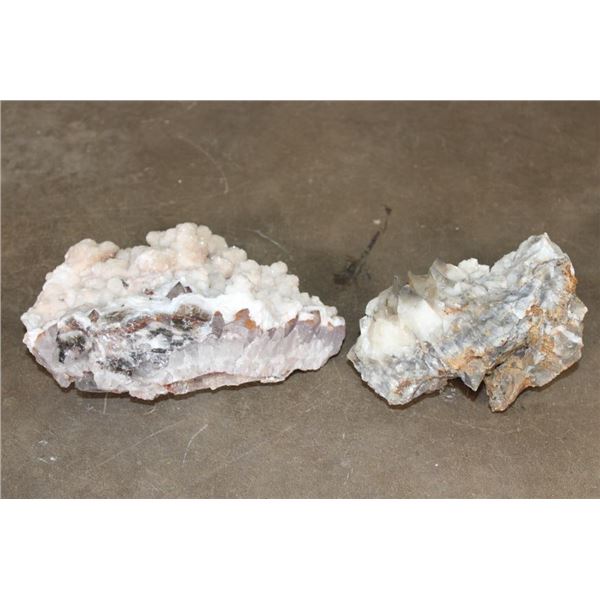 (2) Natural CALCITE and QUARTZ Specimens (ONE$)