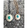 Image 1 : (2) Polished Antler Burr Necklaces with Turquoise Stone Inlays (ONE$)