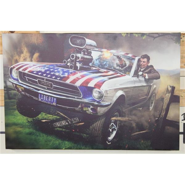 President Ronald Reagan Patriotic Canvas Print on a Wood Frame