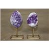 Image 1 : (2) Natural AMETHYST Crystal Clusters on Metal Stands (ONE$)