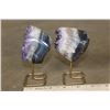 Image 4 : (2) Natural AMETHYST Crystal Clusters on Metal Stands (ONE$)