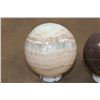 Image 4 : (1) CARIBBEAN CALCITE Mineral Sphere and (1) Banded RED JASPER Mineral Sphere (ONE$)
