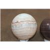 Image 5 : (1) CARIBBEAN CALCITE Mineral Sphere and (1) Banded RED JASPER Mineral Sphere (ONE$)