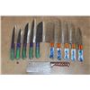 Image 1 : (10) *New* Damascus Steel Chef KNIVES, (2 different sets of 5) and 1 Butcher KNIFE (ONE$)