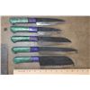 Image 3 : (10) *New* Damascus Steel Chef KNIVES, (2 different sets of 5) and 1 Butcher KNIFE (ONE$)