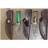 Image 8 : (15) *New* Damascus Steel Blade KNIVES with Leather Sheaths (ONE$)