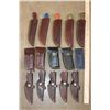 Image 9 : (15) *New* Damascus Steel Blade KNIVES with Leather Sheaths (ONE$)