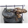 Image 2 : BRONZE FROG Pulling a BRONZE SNAIL Sculpture, Weight 9lbs
