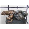 Image 6 : BRONZE FROG Pulling a BRONZE SNAIL Sculpture, Weight 9lbs