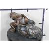 Image 7 : BRONZE FROG Pulling a BRONZE SNAIL Sculpture, Weight 9lbs