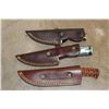 Image 10 : (15) *New* Damascus Steel Fixed Blade KNIVES with Leather Sheaths (ONE$)