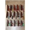 Image 1 : (15) *New* Damascus Steel Fixed Blade KNIVES with Leather Sheaths (ONE$)