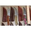 Image 3 : (15) *New* Damascus Steel Fixed Blade KNIVES with Leather Sheaths (ONE$)