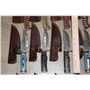 Image 5 : (15) *New* Damascus Steel Fixed Blade KNIVES with Leather Sheaths (ONE$)
