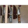 Image 6 : (15) *New* Damascus Steel Fixed Blade KNIVES with Leather Sheaths (ONE$)