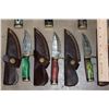 Image 7 : (15) *New* Damascus Steel Fixed Blade KNIVES with Leather Sheaths (ONE$)