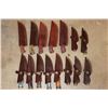 Image 9 : (15) *New* Damascus Steel Fixed Blade KNIVES with Leather Sheaths (ONE$)