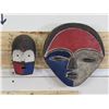Image 1 : (2) Wooden AFRICAN MASKS, Hand Carved and Painted (ONE$)