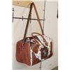 Image 4 : *Brand New* Speckled COW HIDE and Tooled Leather Duffle Bag with a Removable Shoulder Strap