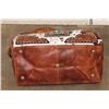 Image 8 : *Brand New* Speckled COW HIDE and Tooled Leather Duffle Bag with a Removable Shoulder Strap
