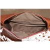 Image 9 : *Brand New* Speckled COW HIDE and Tooled Leather Duffle Bag with a Removable Shoulder Strap