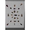 Image 2 : 23 Prehistoric Indian Flint Bird Point ARROWHEADS in a Glass and Wood Frame
