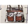 Image 2 : *Brand New* Salt and Pepper COW HIDE and Tooled Leather Bag