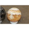 Image 10 : (1) BLACK MOONSTONE Mineral Sphere and (1) Banded ORANGE CALCITE Mineral Sphere (ONE$)