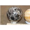 Image 7 : (1) BLACK MOONSTONE Mineral Sphere and (1) Banded ORANGE CALCITE Mineral Sphere (ONE$)
