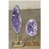 Image 1 : (2) AMETHYST Crystal Clusters on Metal Stands (ONE$)