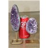 Image 2 : (2) AMETHYST Crystal Clusters on Metal Stands (ONE$)