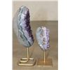 Image 3 : (2) AMETHYST Crystal Clusters on Metal Stands (ONE$)
