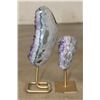 Image 4 : (2) AMETHYST Crystal Clusters on Metal Stands (ONE$)