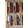 Image 3 : (31) *New* Damascus Steel and Carbon Steel KNIVES with Leather Sheaths (ONE$)