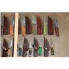 Image 4 : (31) *New* Damascus Steel and Carbon Steel KNIVES with Leather Sheaths (ONE$)