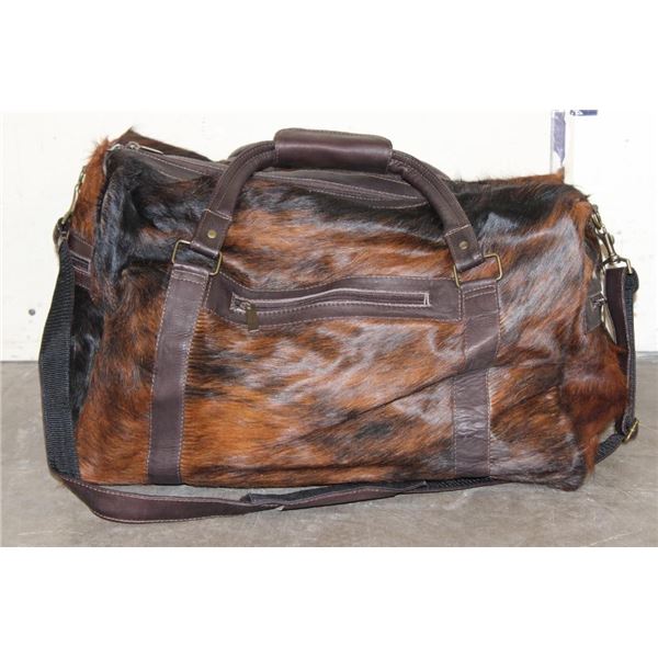 *Brand New* Brindle Cow Hide and Leather Duffle Bag
