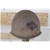 Image 2 : Original (Early) WW2 Fixed Bale U.S. M1 Steel Combat Helmet Shell with Combat Damage