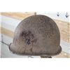 Image 3 : Original (Early) WW2 Fixed Bale U.S. M1 Steel Combat Helmet Shell with Combat Damage