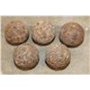 Image 1 : (5) Antique Civil War Era Canister Grapeshot IRON CANNON BALLS Used by the Confederate Army (ONE$)