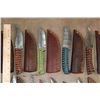 Image 3 : (20) *New* Damascus Steel Knives with Leather Sheaths (ONE$)