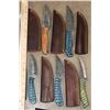 Image 4 : (20) *New* Damascus Steel Knives with Leather Sheaths (ONE$)
