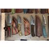Image 6 : (20) *New* Damascus Steel Knives with Leather Sheaths (ONE$)