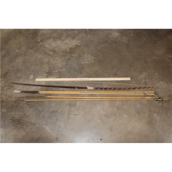 Very Old Indigenous African TRIBAL BOW with 4 Arrows with Bone or Wood Points