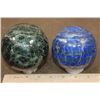 Image 1 : (1) GREEN APATITE Mineral Sphere and (1) LAPIS LAZULI Mineral Sphere (ONE$)