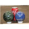Image 2 : (1) GREEN APATITE Mineral Sphere and (1) LAPIS LAZULI Mineral Sphere (ONE$)