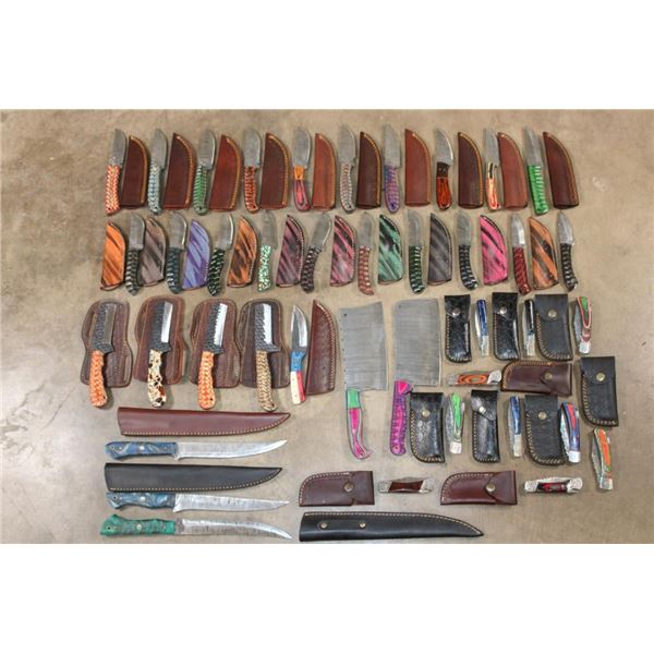 (40) *New* Damascus Steel and Carbon Steel Knives (ONE$)