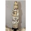 Image 18 : Antique Carved and Scrimshawed Bone Guanyin Figure with 2 Tusks or Horns on a Hand-carved Stand